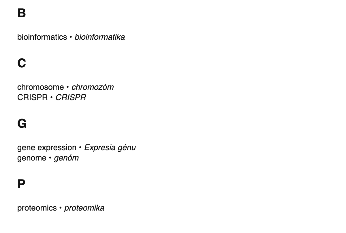 Genomics terms in Slovak