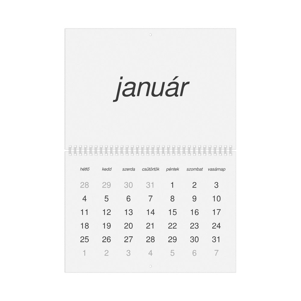 Leskoff 2027 Wall Calendar, Hungarian-Labeled, Monday-Start Layout, Wire-Bound, 11.7 x 8.3 in (29.7 x 21.0 cm), image 1 of 1
