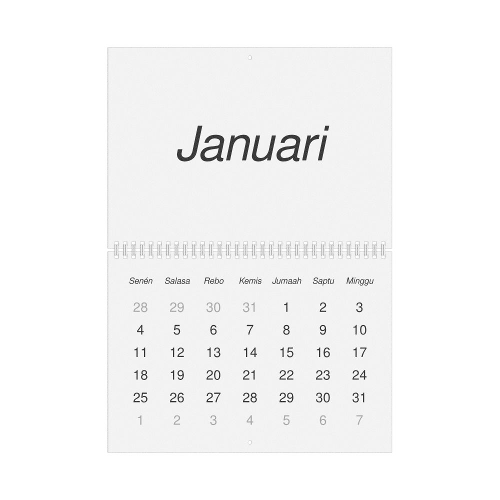 Leskoff 2027 Wall Calendar, Sundanese-Labeled, Monday-Start Layout, Wire-Bound, 11.7 x 8.3 in (29.7 x 21.0 cm), image 1 of 1