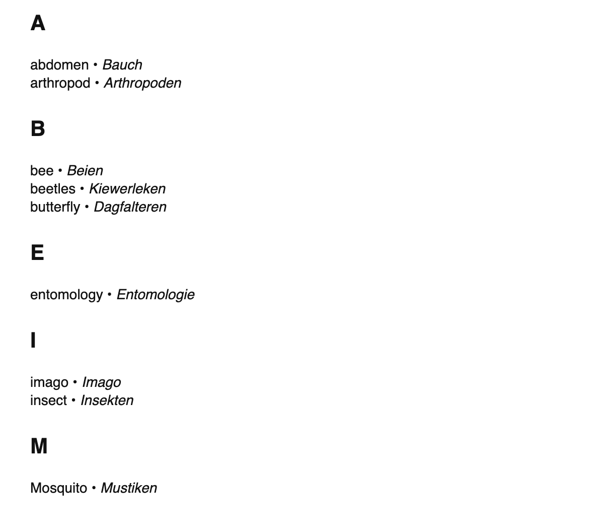 Entomology terms in Luxembourgish