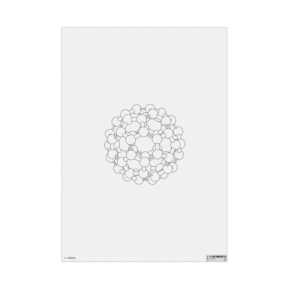 Leskoff Fullerene Molecule Poster, Ball-and-Stick Model, Stylized, Azerbaijani-Labeled, image 1 of 1