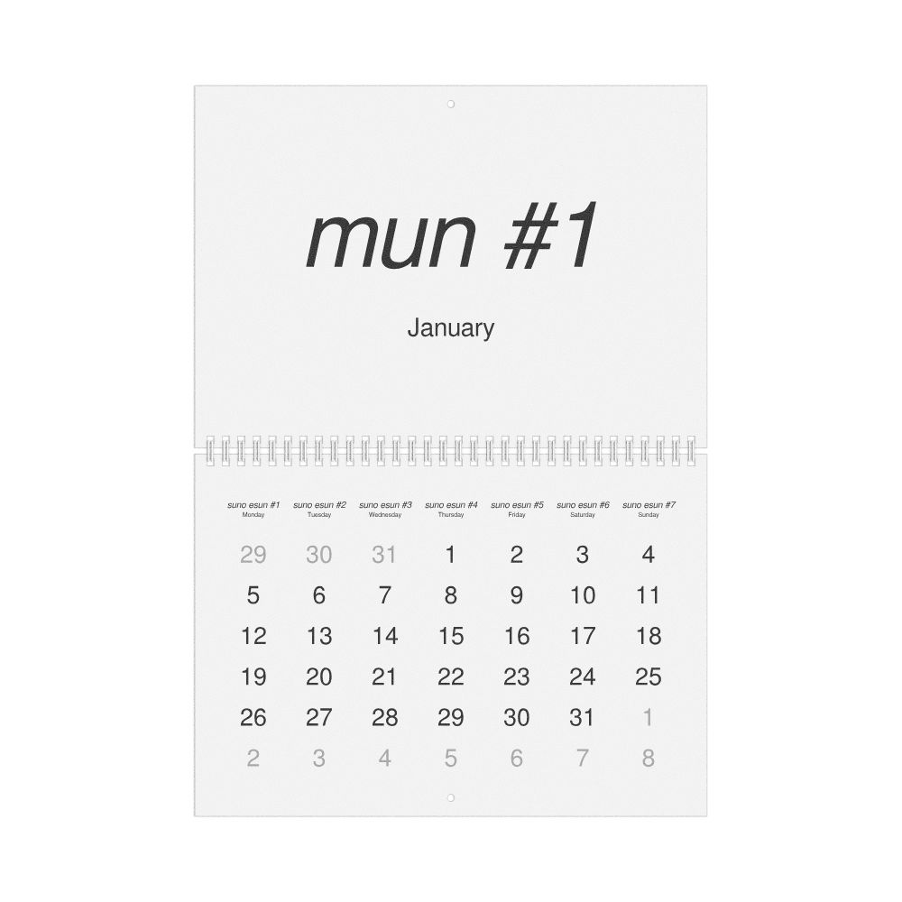 Leskoff 2026 Wall Calendar, Toki Pona/English-Labeled, Monday-Start Layout, Wire-Bound, 11.7 x 8.3 in (29.7 x 21.0 cm), image 1 of 1