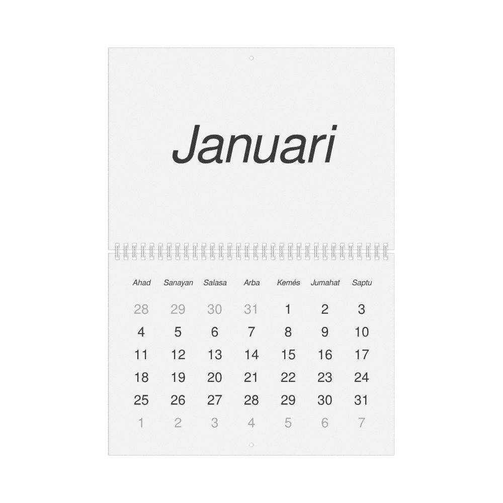 Leskoff 2026 Wall Calendar, Banjarese-Labeled, Sunday-Start Layout, Wire-Bound, 11.7 x 8.3 in (29.7 x 21.0 cm), image 1 of 1