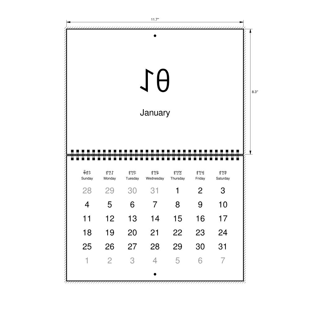 Leskoff 2026 Wall Calendar, Nuosu/English-Labeled, Sunday-Start Layout, Wire-Bound, 11.7 x 8.3 in (29.7 x 21.0 cm), image 2 of 2