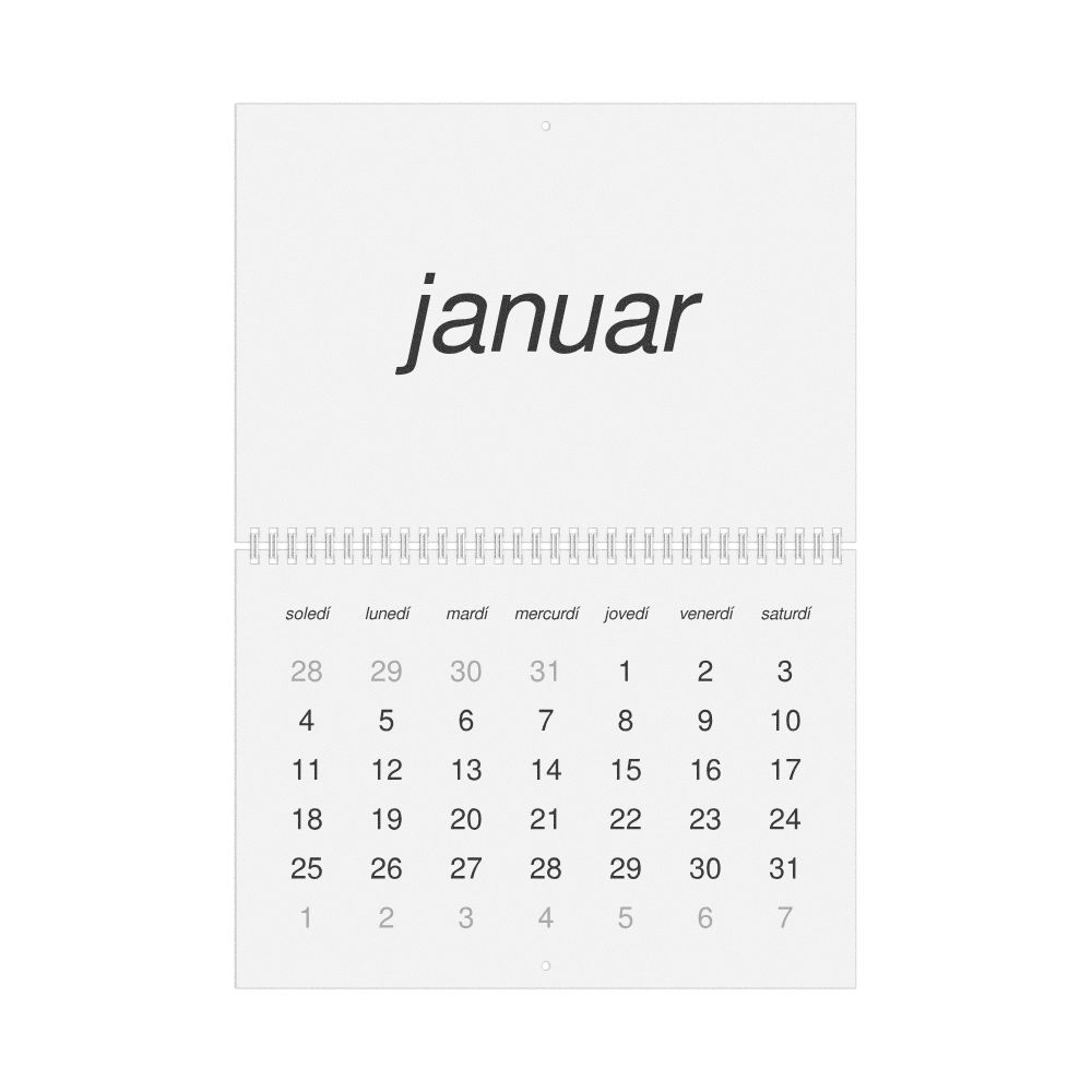 Leskoff 2026 Wall Calendar, Interlingue-Labeled, Sunday-Start Layout, Wire-Bound, 11.7 x 8.3 in (29.7 x 21.0 cm), image 1 of 1