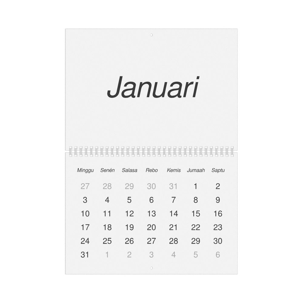 Leskoff 2027 Wall Calendar, Sundanese-Labeled, Sunday-Start Layout, Wire-Bound, 11.7 x 8.3 in (29.7 x 21.0 cm), image 1 of 1