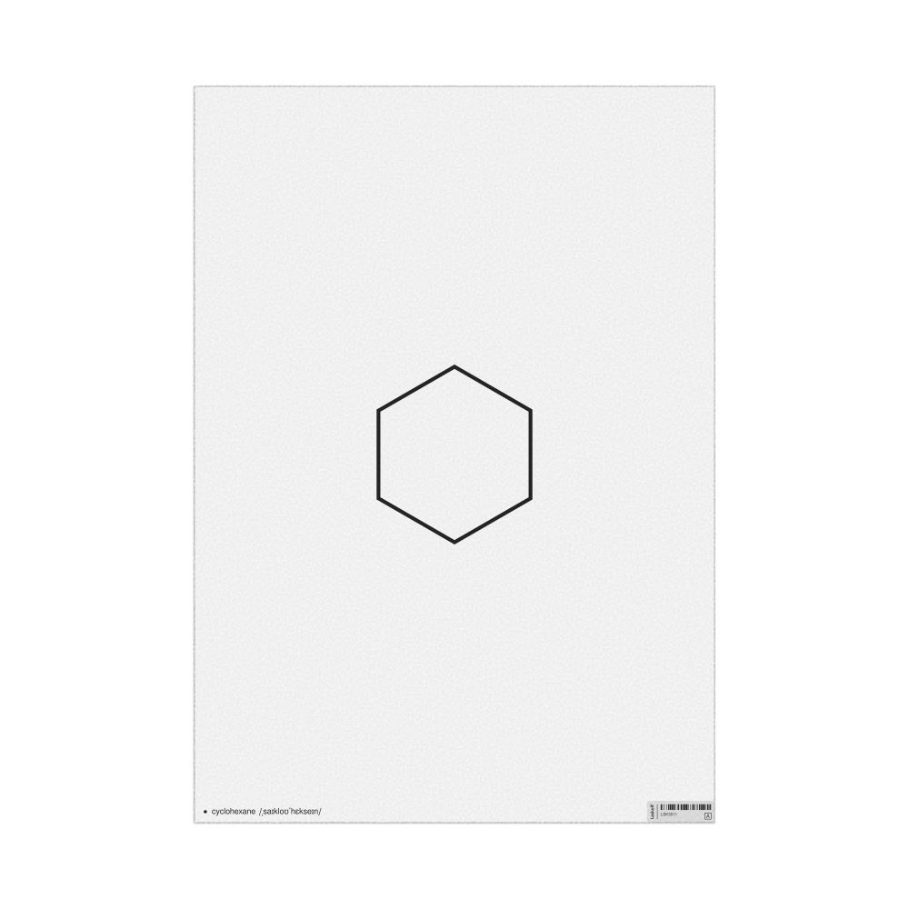 Leskoff Cyclohexane Molecule Poster, 2D Structure, English-Labeled with IPA, image 1 of 1