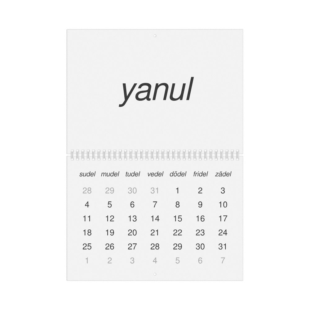 Leskoff 2026 Wall Calendar, Volapük-Labeled, Sunday-Start Layout, Wire-Bound, 11.7 x 8.3 in (29.7 x 21.0 cm), image 1 of 1