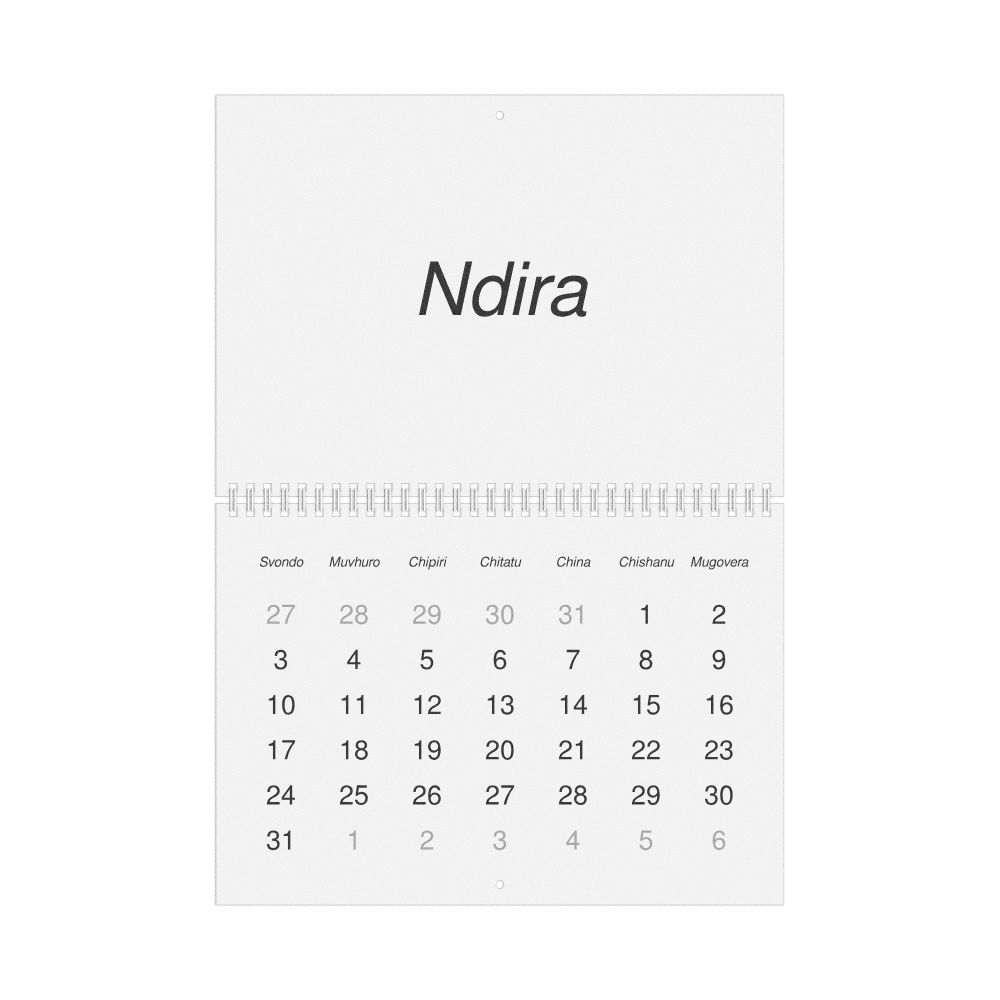 Leskoff 2027 Wall Calendar, Shona-Labeled, Sunday-Start Layout, Wire-Bound, 11.7 x 8.3 in (29.7 x 21.0 cm), image 1 of 1