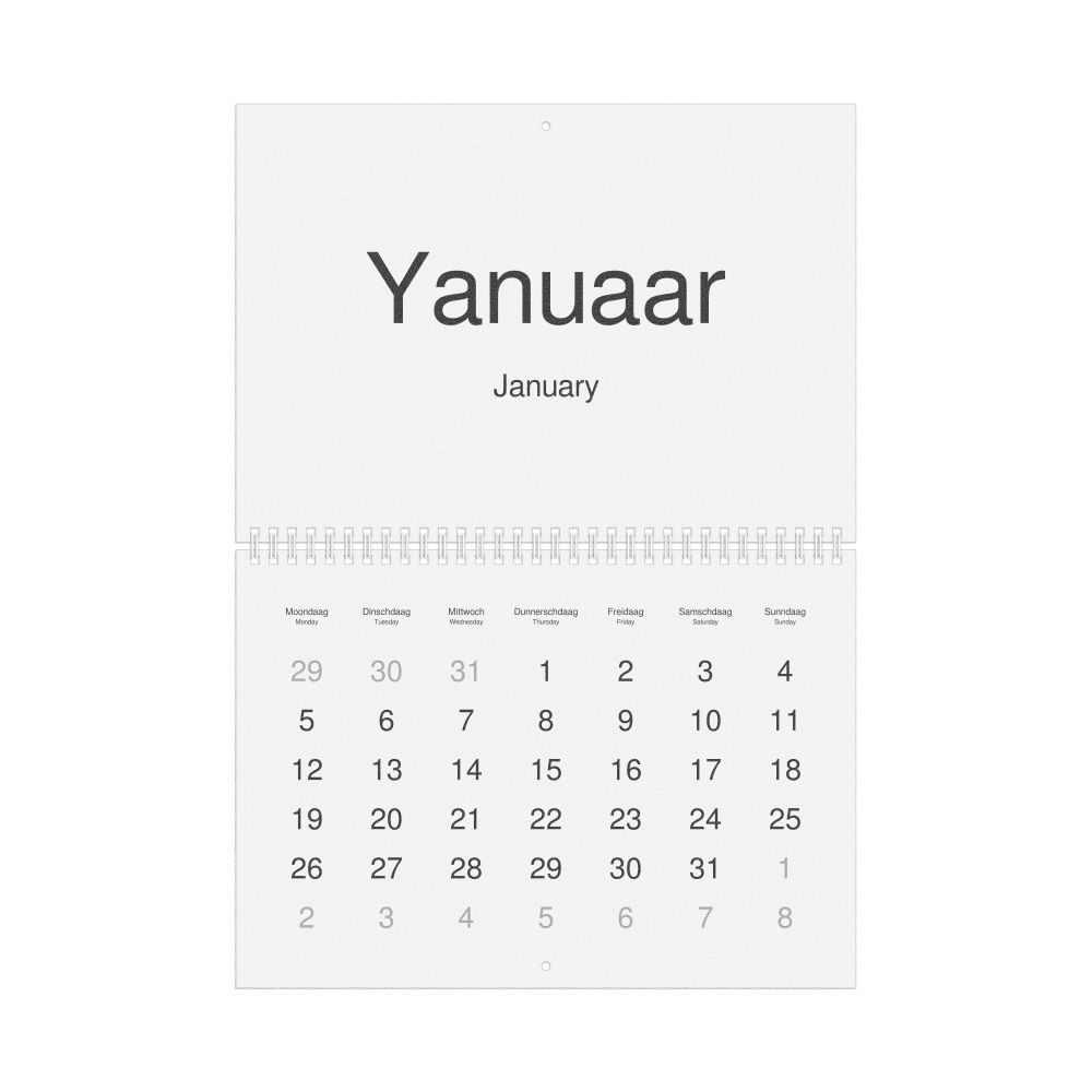 Leskoff 2026 Wall Calendar, Pennsylvania Dutch/English-Labeled, Monday-Start Layout, Wire-Bound, 11.7 x 8.3 in (29.7 x 21.0 cm), image 1 of 1