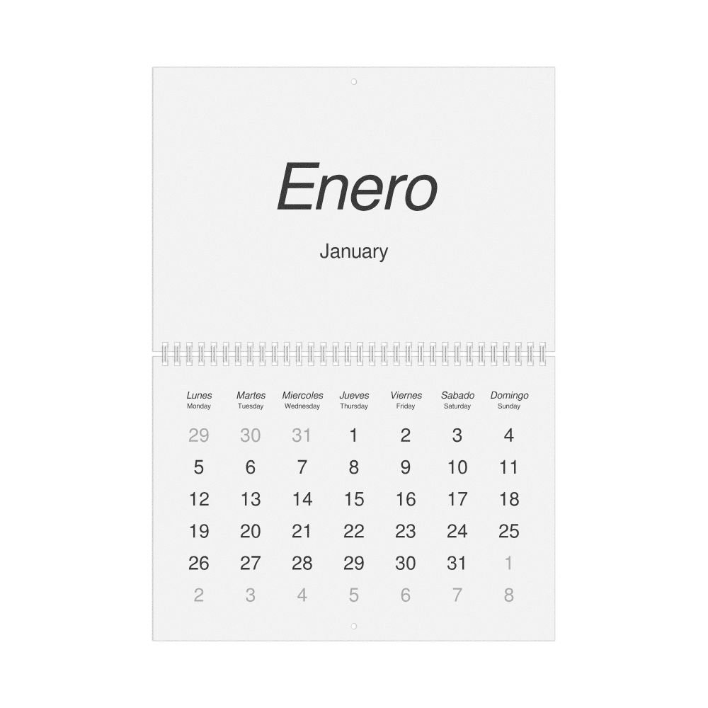 Leskoff 2026 Wall Calendar, Chavacano/English-Labeled, Monday-Start Layout, Wire-Bound, 11.7 x 8.3 in (29.7 x 21.0 cm), image 1 of 1