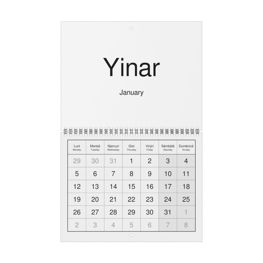 Leskoff 2026 Wall Calendar, Aromanian/English-Labeled, Monday-Start Layout, Wire-Bound, 11 x 8.5 in (27.9 x 21.6 cm), image 1 of 1