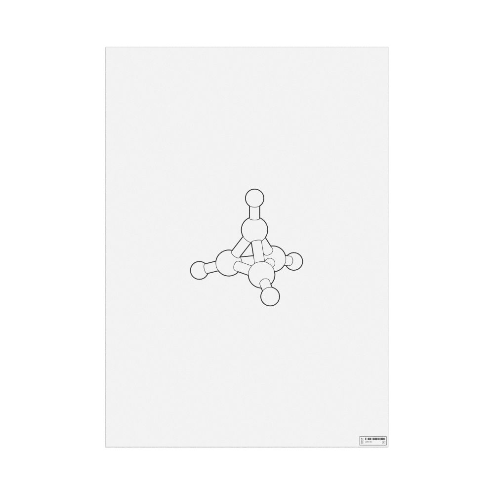 Leskoff Tetrahedrane Molecule Poster, Ball-and-Stick Model, Stylized, image 1 of 1