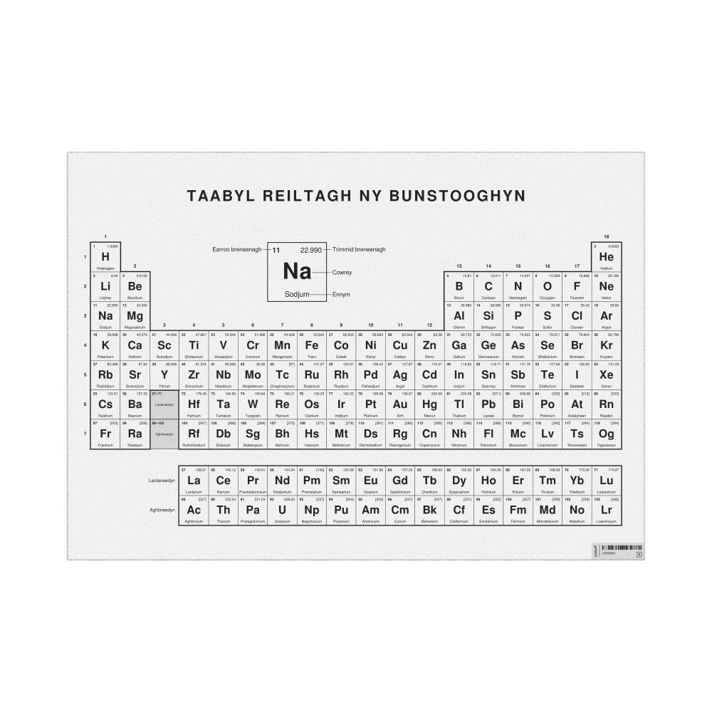 Leskoff Periodic Table Chart, 33.1 x 23.4 in (84.1 x 59.4 cm, Poster / Wall Chart), 18-Column Layout, Manx-Labeled, image 1 of 2