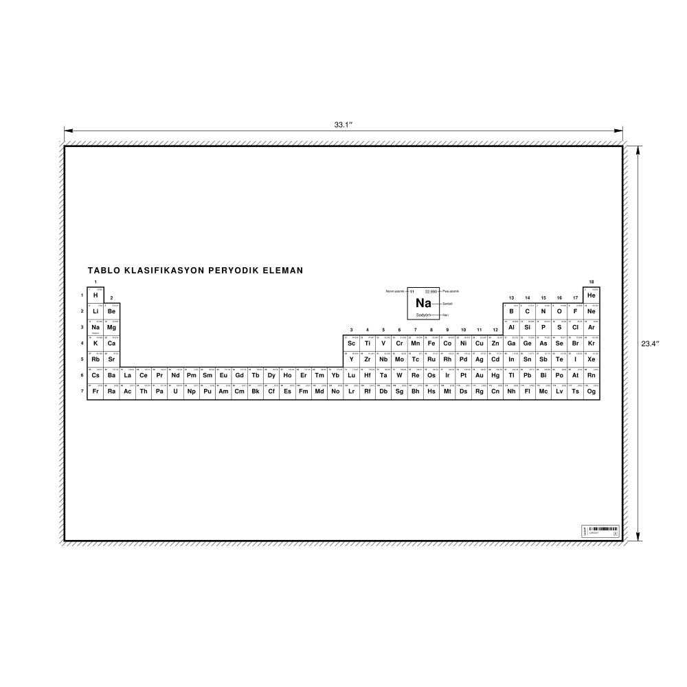 Leskoff Periodic Table Chart, 33.1 x 23.4 in (84.1 x 59.4 cm, Poster / Wall Chart), 32-Column Layout, Haitian Creole-Labeled, image 1 of 2