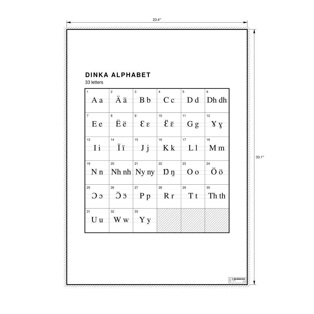 Leskoff Dinka Alphabet Chart, 23.4 x 33.1 in (59.4 x 84.1 cm, Poster / Wall Chart), image 1 of 2
