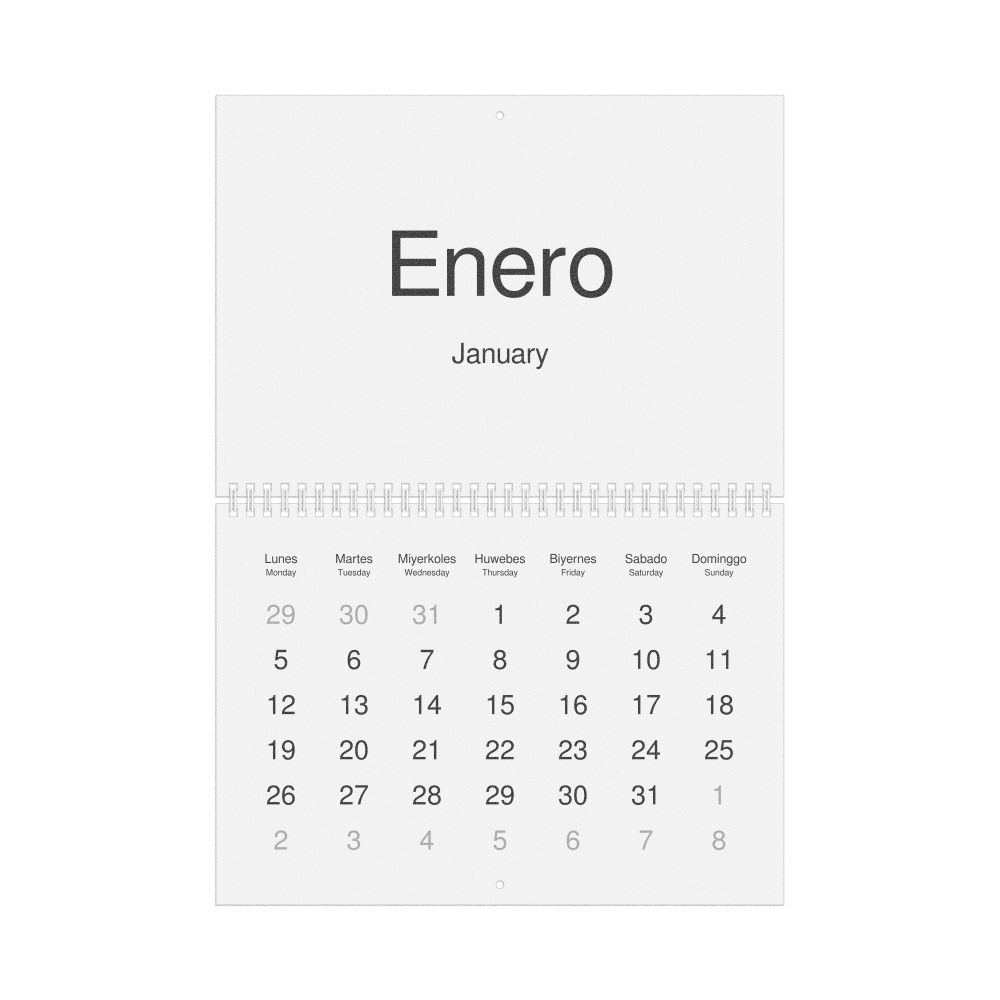 Leskoff 2026 Wall Calendar, Hiligaynon/English-Labeled, Monday-Start Layout, Wire-Bound, 11.7 x 8.3 in (29.7 x 21.0 cm), image 1 of 1