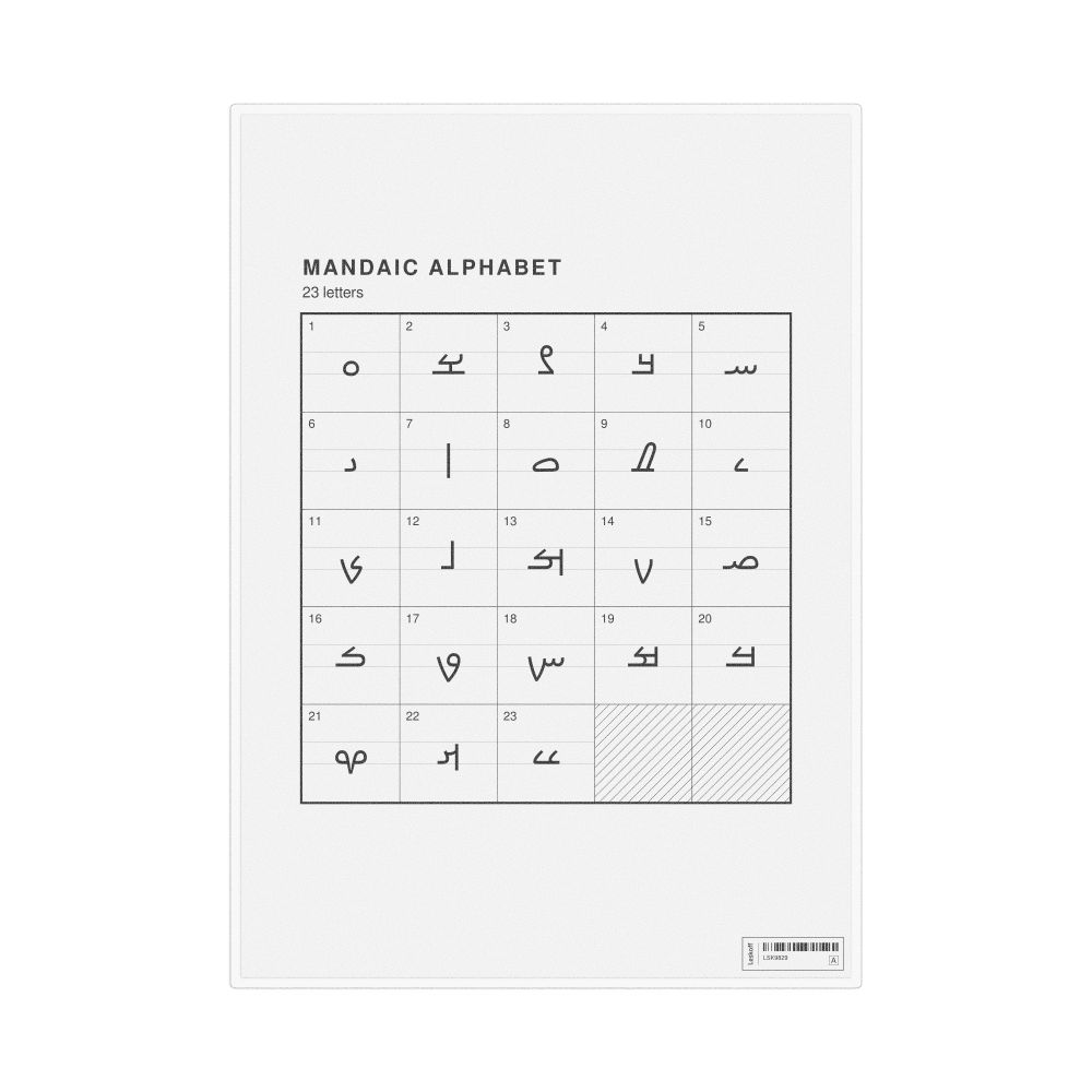 Leskoff Mandaic Alphabet Chart, 8.3 x 11.7 in (21.0 x 29.7 cm, Desk Chart, Laminated), image 1 of 2