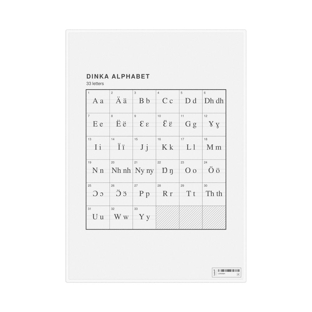 Leskoff Dinka Alphabet Chart, 8.3 x 11.7 in (21.0 x 29.7 cm, Desk Chart, Laminated), image 1 of 2