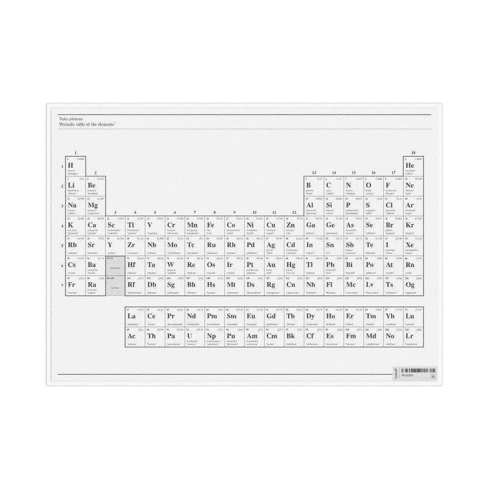 Leskoff Māori-Language Periodic Table, Māori/English-Labeled, image 1 of 1