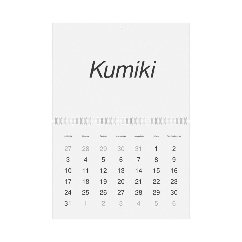 Leskoff 2027 Wall Calendar, Kaurna-Labeled, Sunday-Start Layout, Wire-Bound, 11.7 x 8.3 in (29.7 x 21.0 cm), image 1 of 1