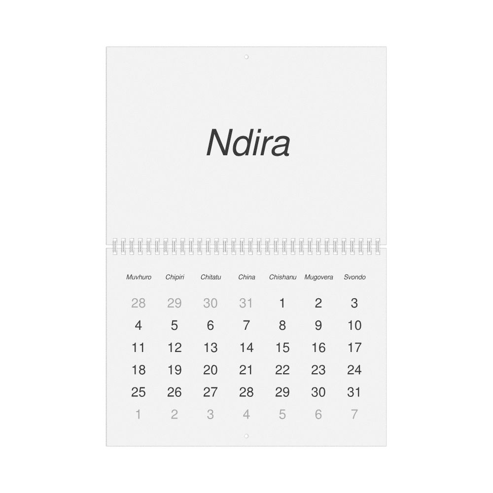 Leskoff 2027 Wall Calendar, Shona-Labeled, Monday-Start Layout, Wire-Bound, 11.7 x 8.3 in (29.7 x 21.0 cm), image 1 of 1