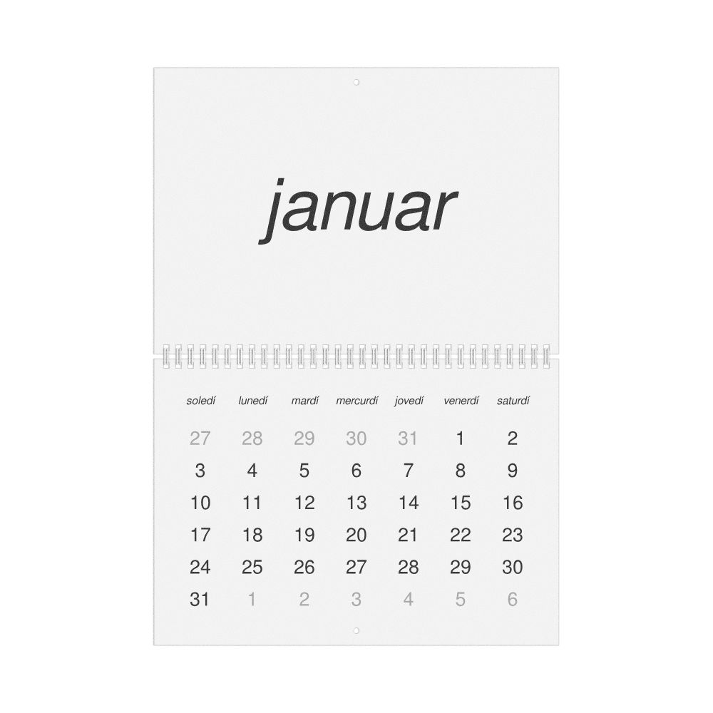 Leskoff 2027 Wall Calendar, Interlingue-Labeled, Sunday-Start Layout, Wire-Bound, 11.7 x 8.3 in (29.7 x 21.0 cm), image 1 of 1