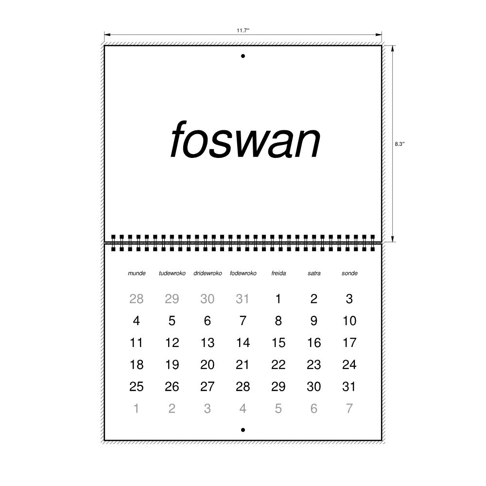 Leskoff 2027 Wall Calendar, Sranan Tongo-Labeled, Monday-Start Layout, Wire-Bound, 11.7 x 8.3 in (29.7 x 21.0 cm), image 2 of 2