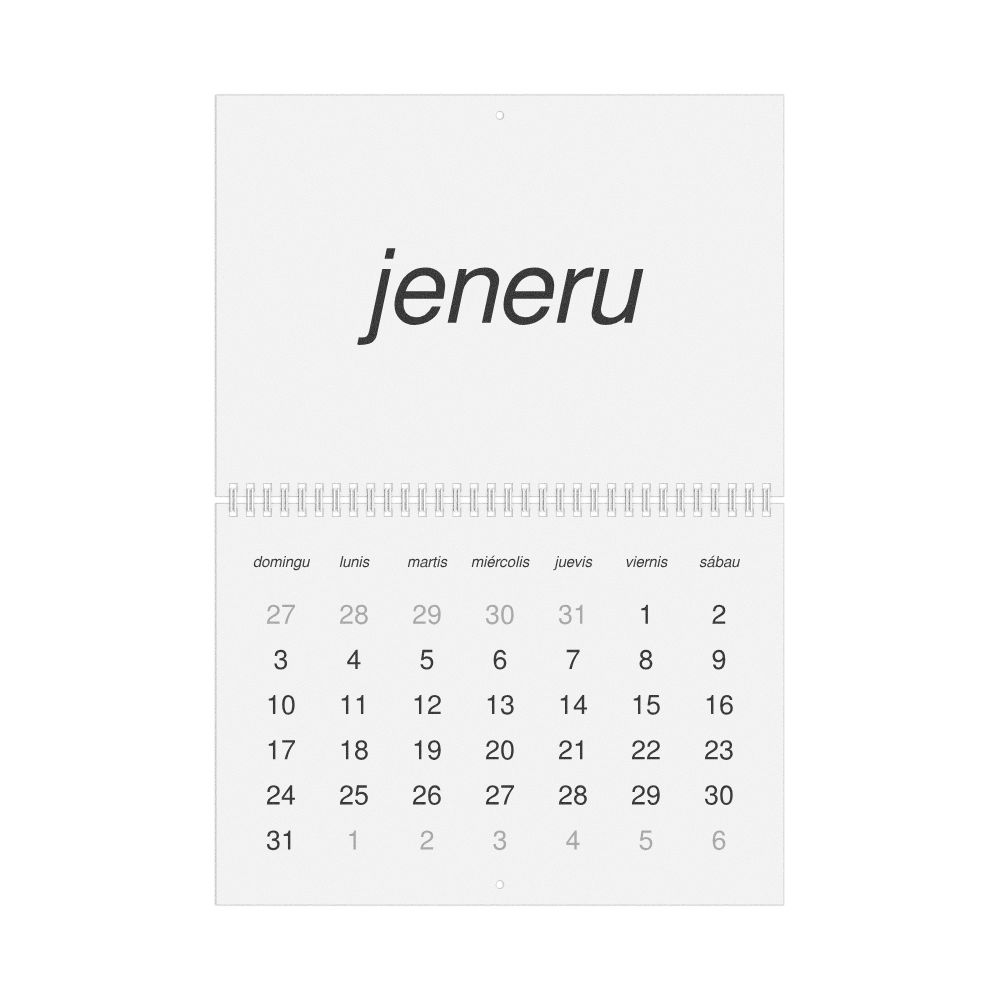 Leskoff 2027 Wall Calendar, Extremaduran-Labeled, Sunday-Start Layout, Wire-Bound, 11.7 x 8.3 in (29.7 x 21.0 cm), image 1 of 1