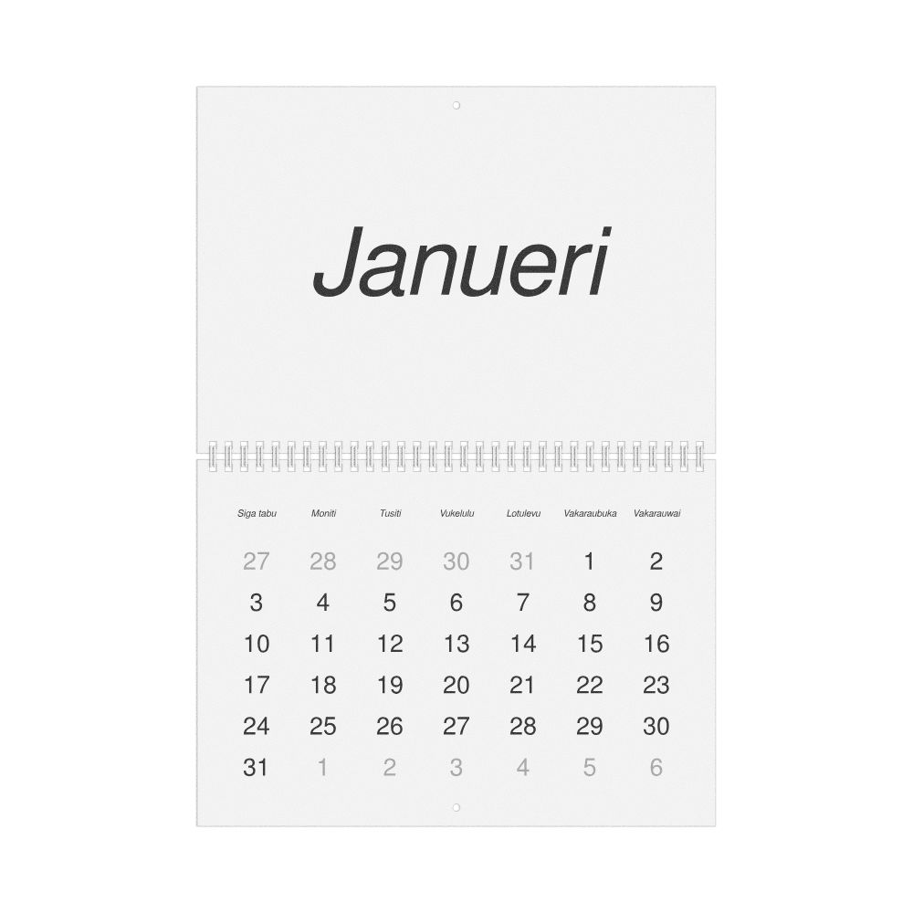 Leskoff 2027 Wall Calendar, Fijian-Labeled, Sunday-Start Layout, Wire-Bound, 11.7 x 8.3 in (29.7 x 21.0 cm), image 1 of 1