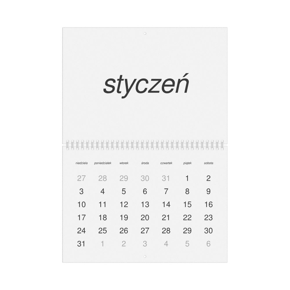 Leskoff 2027 Wall Calendar, Polish-Labeled, Sunday-Start Layout, Wire-Bound, 11.7 x 8.3 in (29.7 x 21.0 cm), image 1 of 1