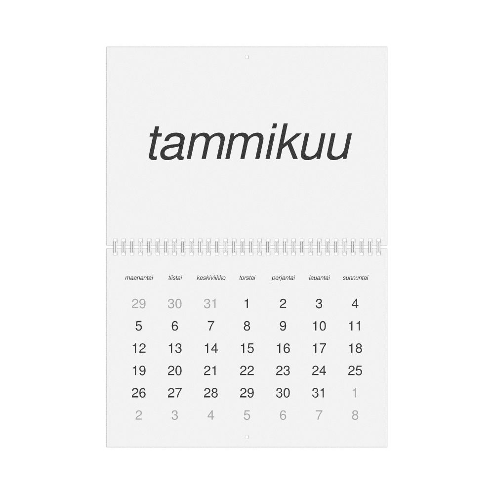 Leskoff 2026 Wall Calendar, Finnish-Labeled, Monday-Start Layout, Wire-Bound, 11.7 x 8.3 in (29.7 x 21.0 cm), image 1 of 1