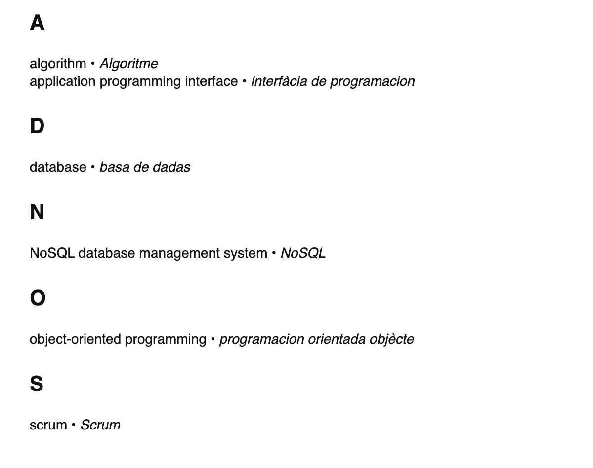 Software engineering terms in Occitan