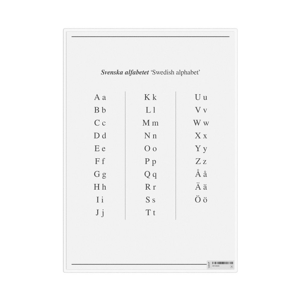 Leskoff Swedish Alphabet Chart, image 1 of 1