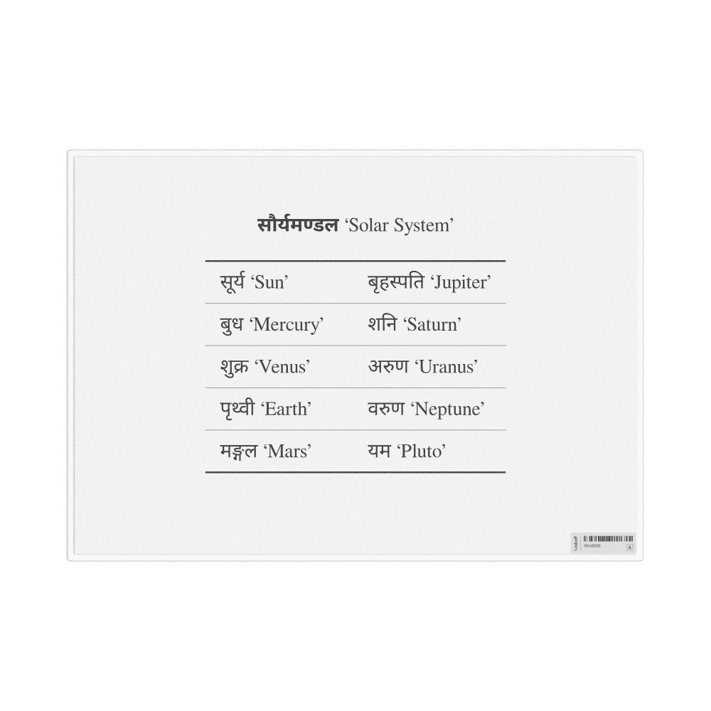 Leskoff Solar System in Nepali, Desk Chart, 11.7 x 8.3 in (29.7 x 21.0 cm), image 1 of 1