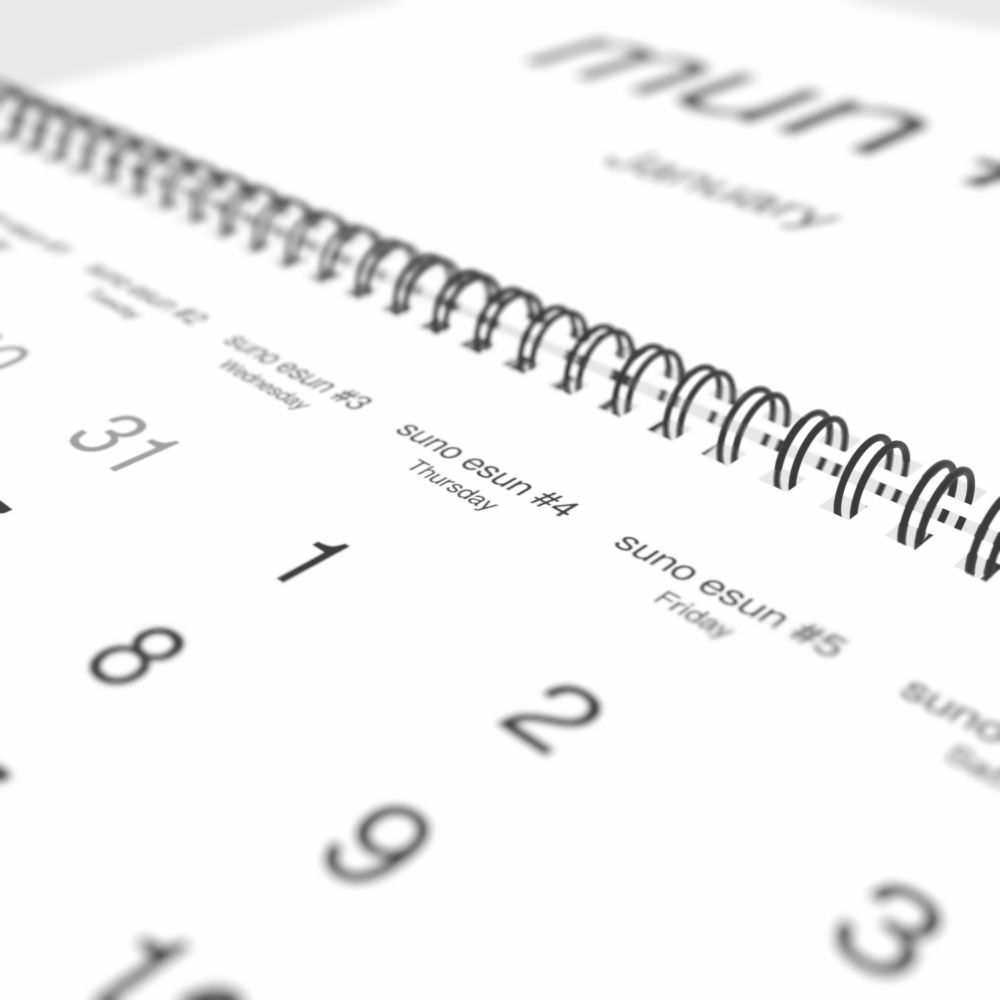 Leskoff 2026 Wall Calendar, Toki Pona/English-Labeled, Sunday-Start Layout, Wire-Bound, 11.7 x 8.3 in (29.7 x 21.0 cm), image 1 of 2