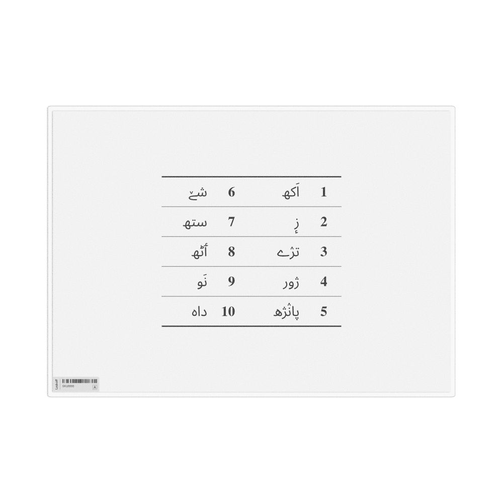 Leskoff Numbers 1–10 in Kashmiri, Desk Chart, 11.7 x 8.3 in (29.7 x 21.0 cm), image 1 of 1