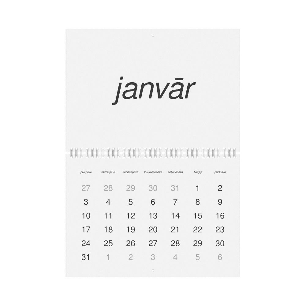 Leskoff 2027 Wall Calendar, Livonian-Labeled, Sunday-Start Layout, Wire-Bound, 11.7 x 8.3 in (29.7 x 21.0 cm), image 1 of 1
