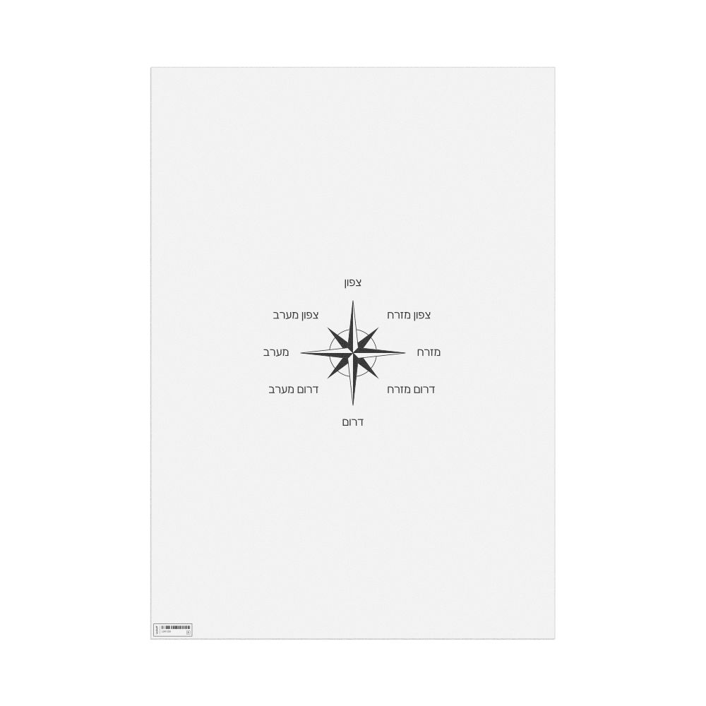 Leskoff Cardinal Directions Poster, Hebrew-Labeled, image 1 of 2
