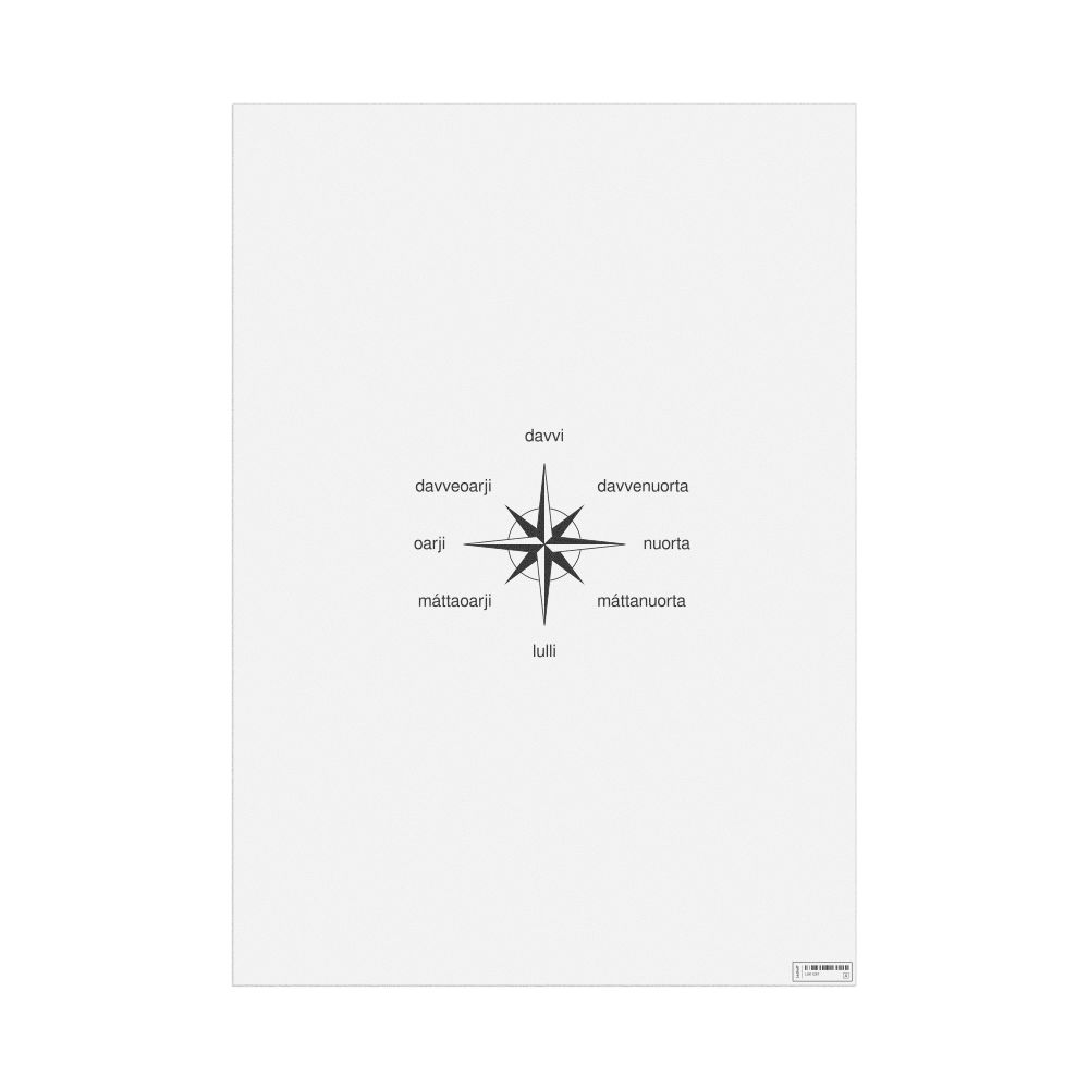 Leskoff Cardinal Directions Poster, Northern Sámi-Labeled, image 1 of 2