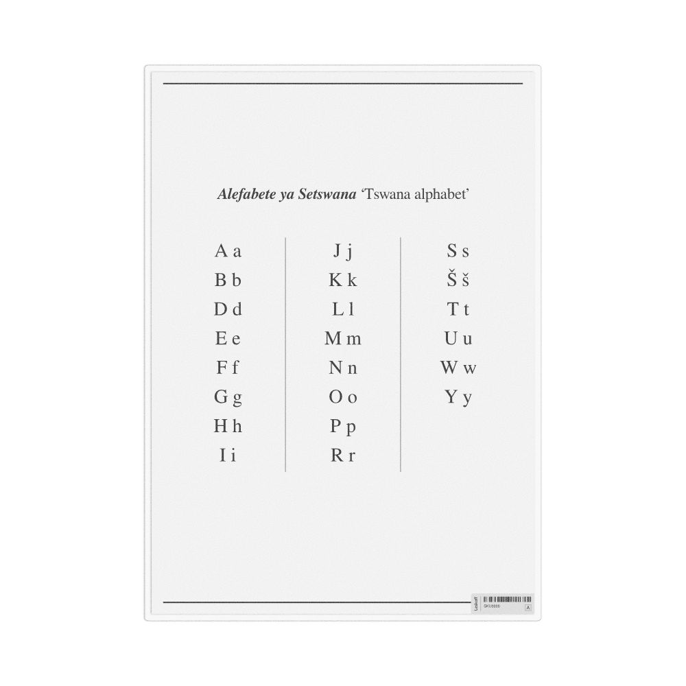 Leskoff Tswana Alphabet, Desk Chart, 8.3 x 11.7 in (21.0 x 29.7 cm), image 1 of 1