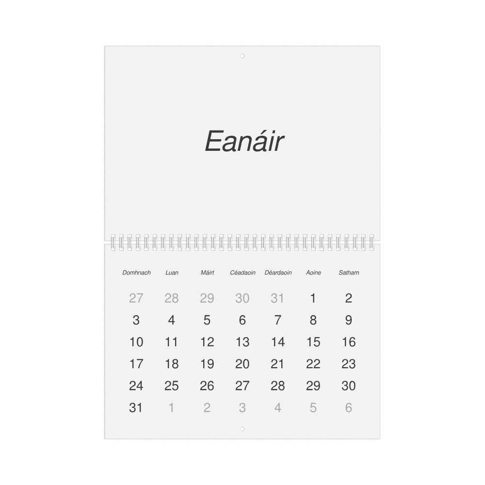 Leskoff 2027 Wall Calendar, Irish-Labeled, Sunday-Start Layout, Wire-Bound, 11.7 x 8.3 in (29.7 x 21.0 cm), image 1 of 1