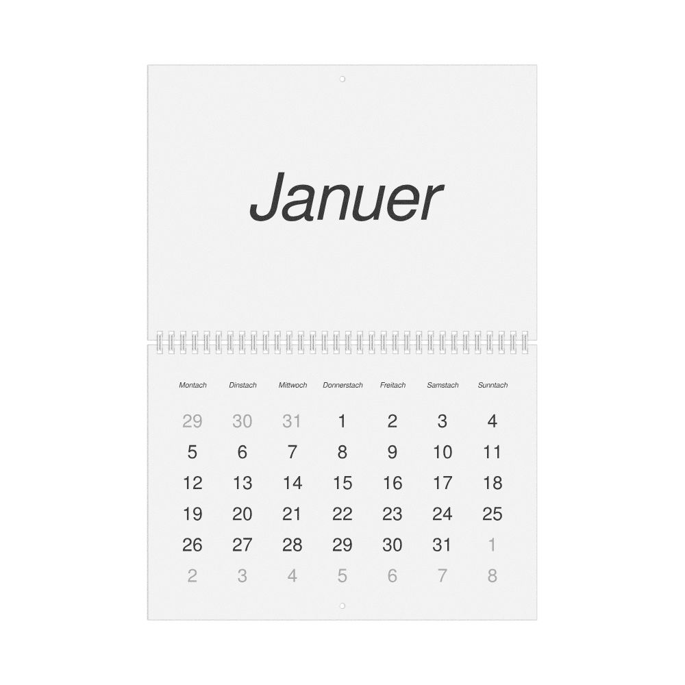 Leskoff 2026 Wall Calendar, Hunsrik-Labeled, Monday-Start Layout, Wire-Bound, 11.7 x 8.3 in (29.7 x 21.0 cm), image 1 of 1