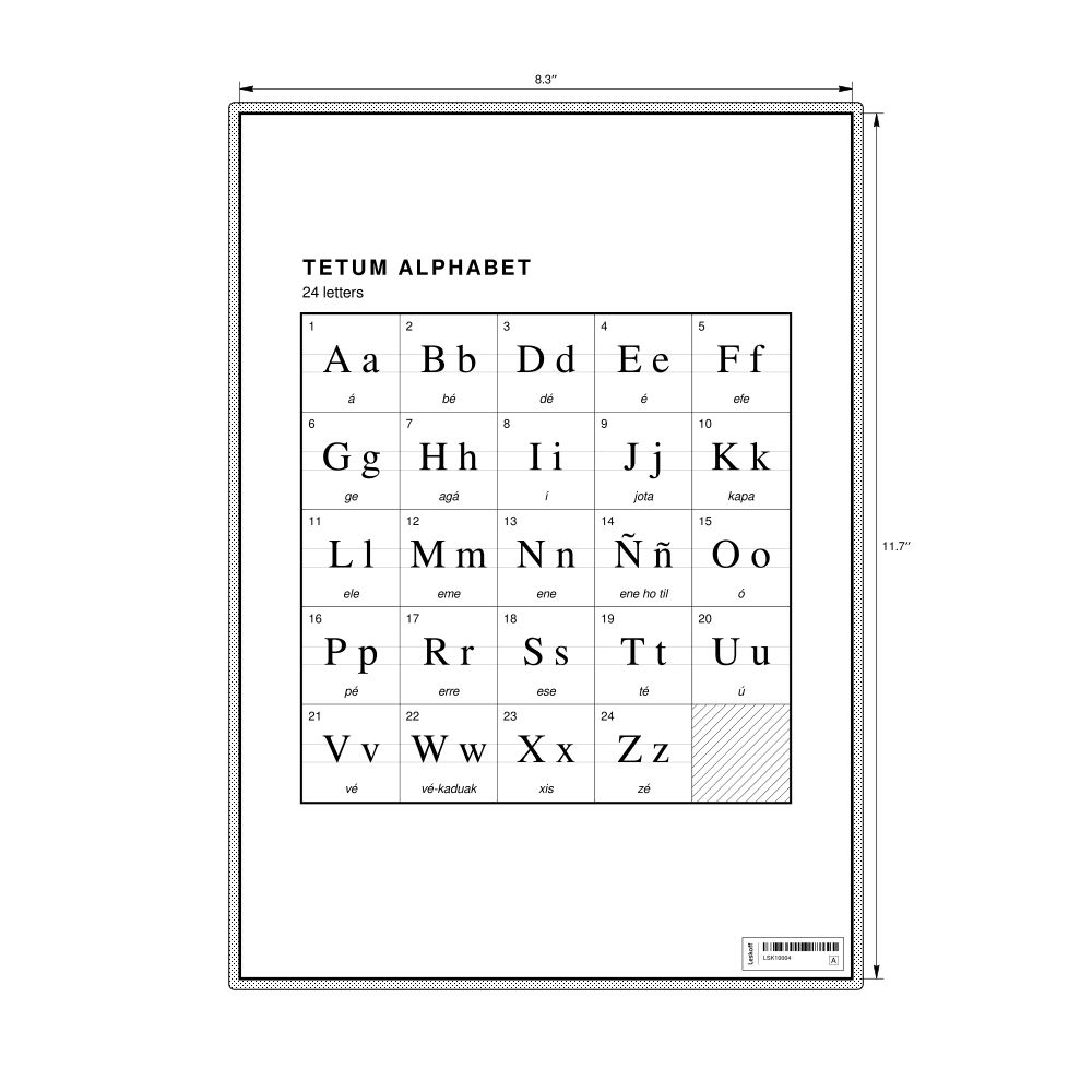 Leskoff Tetum Alphabet Chart, 8.3 x 11.7 in (21.0 x 29.7 cm, Desk Chart, Laminated), image 1 of 2