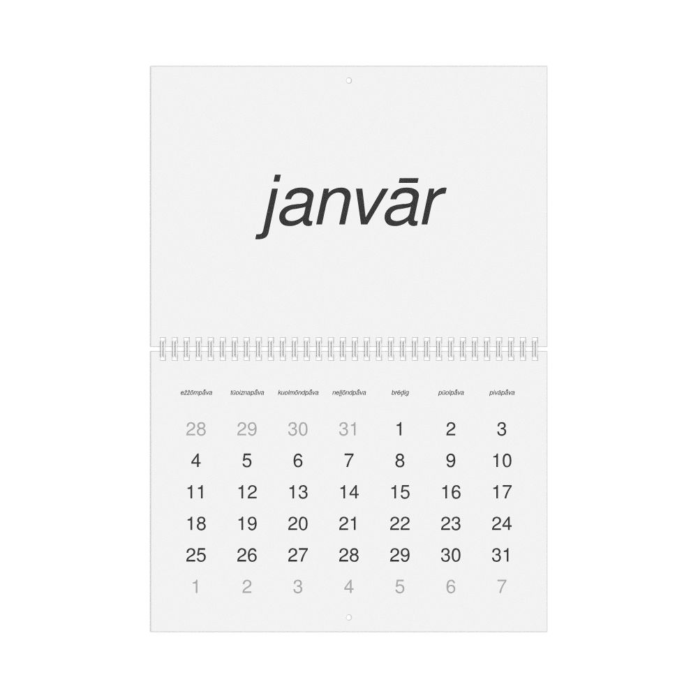 Leskoff 2027 Wall Calendar, Livonian-Labeled, Monday-Start Layout, Wire-Bound, 11.7 x 8.3 in (29.7 x 21.0 cm), image 1 of 1