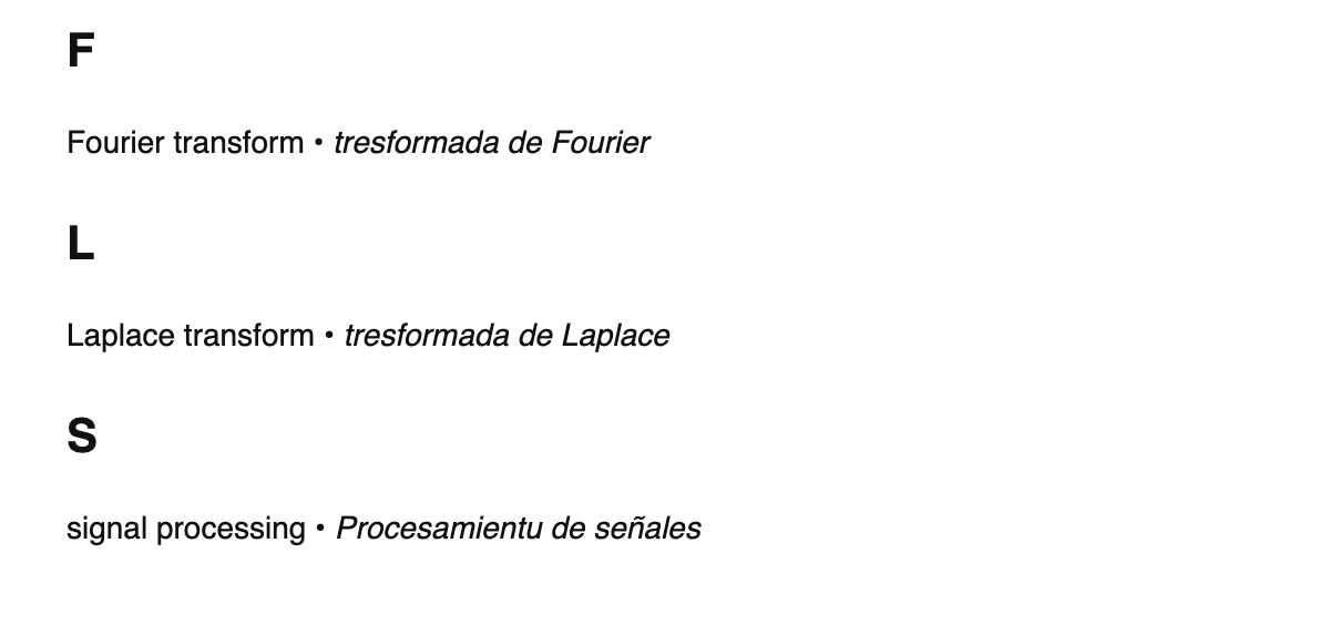 Digital signal processing terms in Asturian