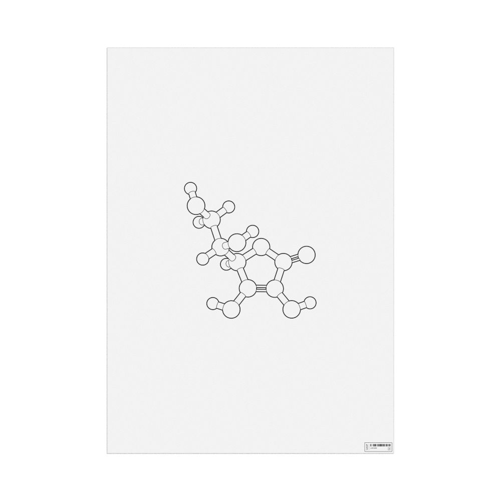 Leskoff Vitamin C Molecule Poster, Ball-and-Stick Model, Stylized, image 1 of 1
