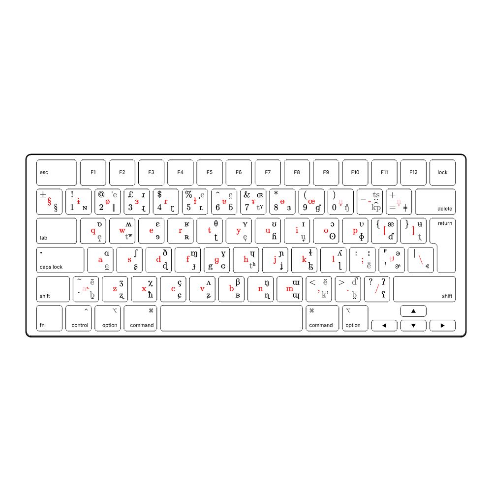Leskoff Phonetic Keyboard, British English Base Layout, image 1 of 1