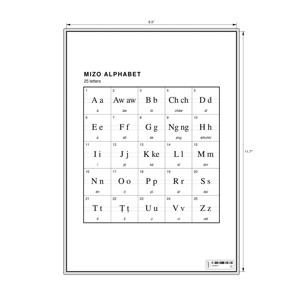 Leskoff Mizo Alphabet Chart, 8.3 x 11.7 in (21.0 x 29.7 cm, Desk Chart, Laminated), image 1 of 2