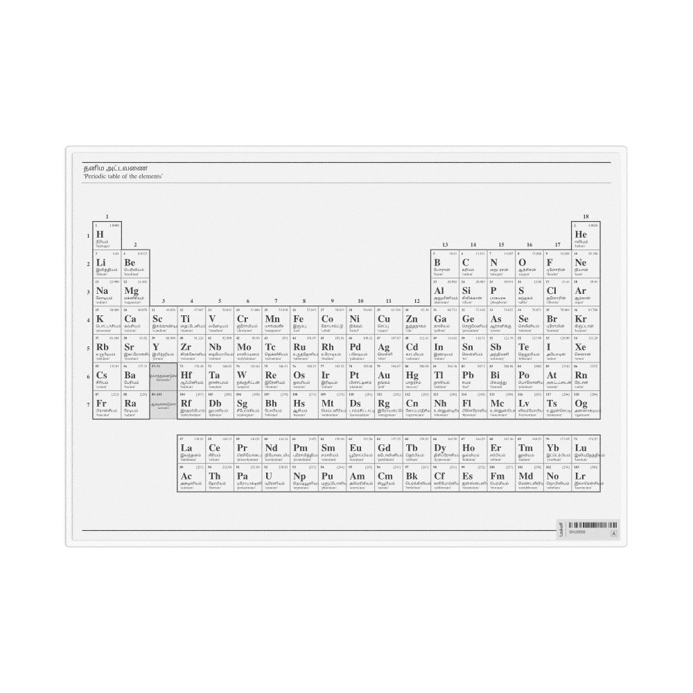 Leskoff Tamil-Language Periodic Table, Tamil/English-Labeled, image 1 of 1
